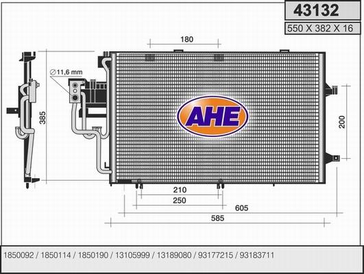 AHE 43132 - Конденсатор, кондиціонер autocars.com.ua