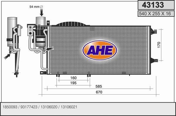 AHE 43133 - Конденсатор, кондиціонер autocars.com.ua