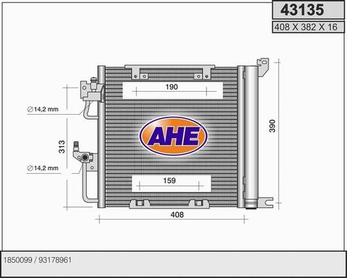 AHE 43135 - Конденсатор, кондиціонер autocars.com.ua