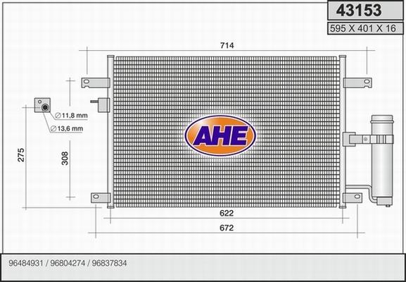 AHE 43153 - Конденсатор, кондиціонер autocars.com.ua