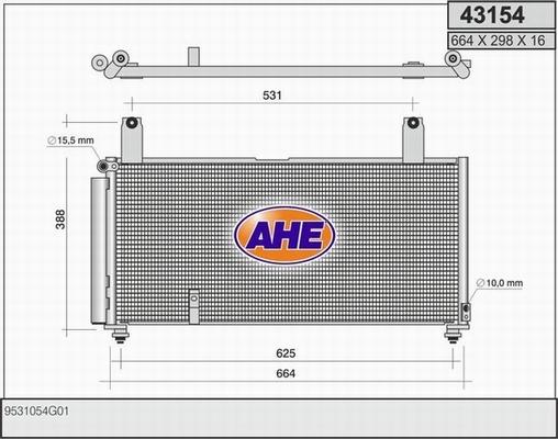 AHE 43154 - Конденсатор, кондиціонер autocars.com.ua