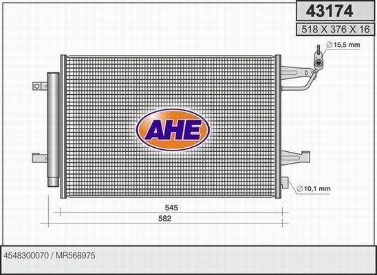 AHE 43174 - Конденсатор, кондиціонер autocars.com.ua