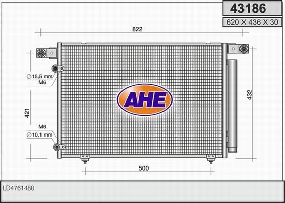 AHE 43186 - Конденсатор, кондиціонер autocars.com.ua