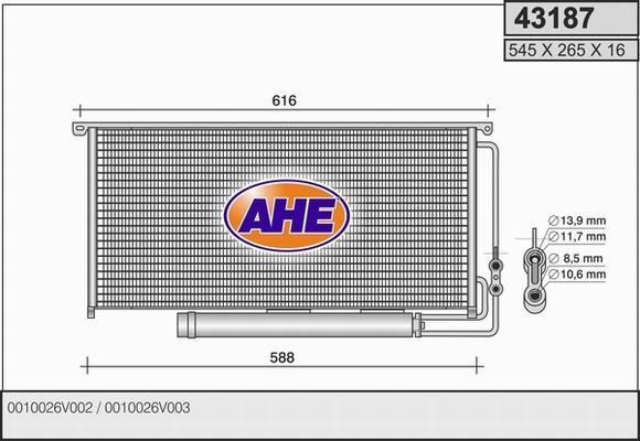 AHE 43187 - Конденсатор кондиционера autodnr.net