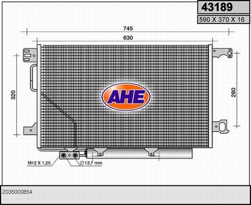 AHE 43189 - Конденсатор, кондиціонер autocars.com.ua