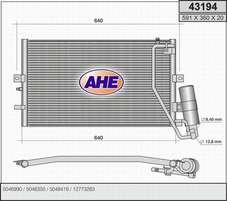 AHE 43194 - Конденсатор, кондиціонер autocars.com.ua