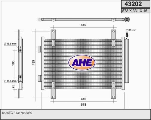 AHE 43202 - Конденсатор, кондиціонер autocars.com.ua