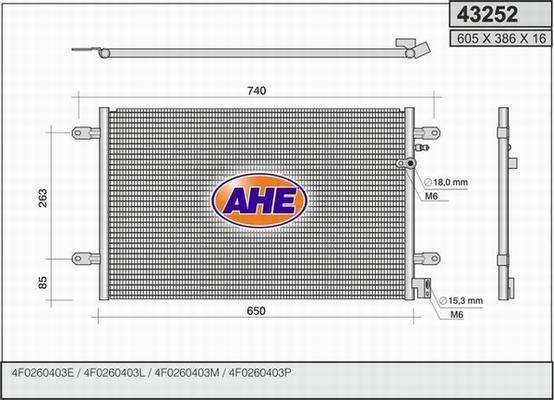 AHE 43252 - Конденсатор, кондиціонер autocars.com.ua