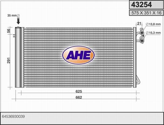 AHE 43254 - Конденсатор, кондиціонер autocars.com.ua