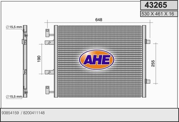 AHE 43265 - Конденсатор, кондиціонер autocars.com.ua