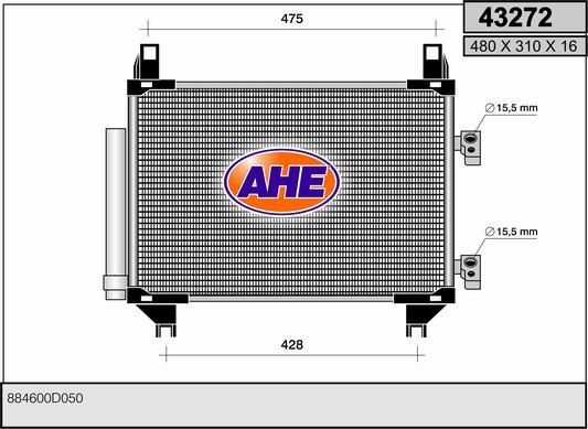 AHE 43272 - Конденсатор, кондиціонер autocars.com.ua