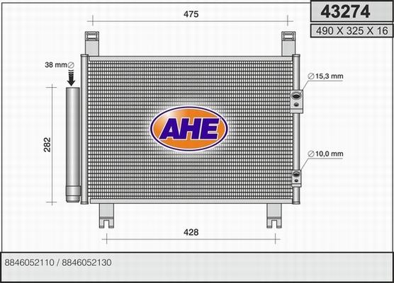AHE 43274 - Конденсатор, кондиціонер autocars.com.ua