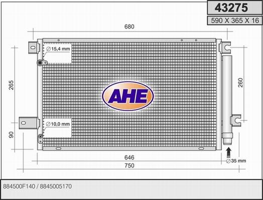 AHE 43275 - Конденсатор, кондиціонер autocars.com.ua