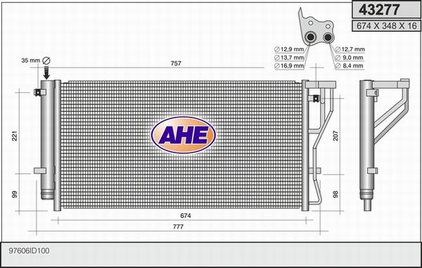 AHE 43277 - Конденсатор, кондиціонер autocars.com.ua