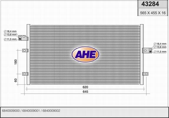 AHE 43284 - Конденсатор, кондиціонер autocars.com.ua