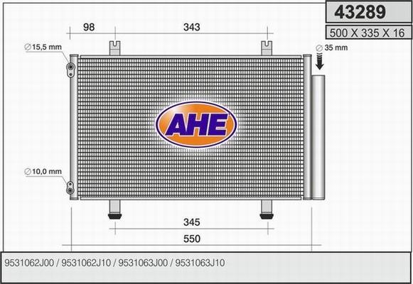 AHE 43289 - Конденсатор, кондиціонер autocars.com.ua