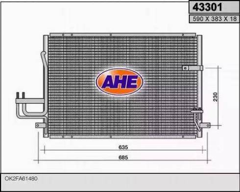 AHE 43301 - Конденсатор, кондиціонер autocars.com.ua