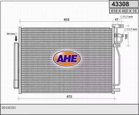 AHE 43308 - Конденсатор, кондиціонер autocars.com.ua