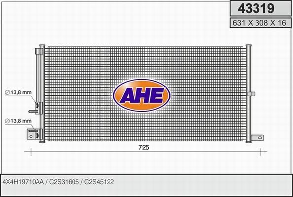AHE 43319 - Конденсатор, кондиціонер autocars.com.ua