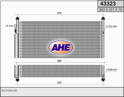 AHE 43323 - Конденсатор, кондиціонер autocars.com.ua