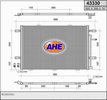 AHE 43330 - Конденсатор, кондиціонер autocars.com.ua