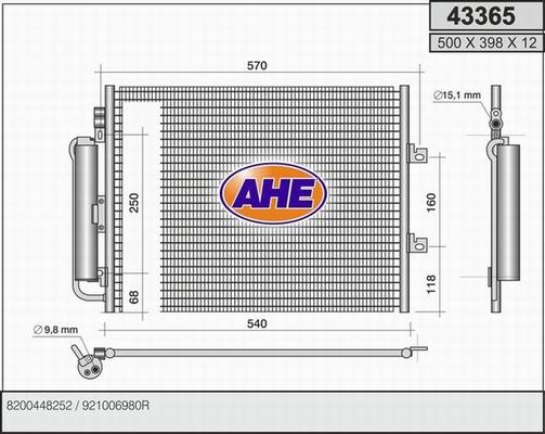 AHE 43365 - Конденсатор, кондиціонер autocars.com.ua