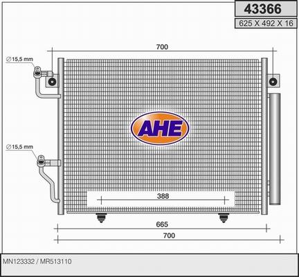 AHE 43366 - Конденсатор, кондиціонер autocars.com.ua