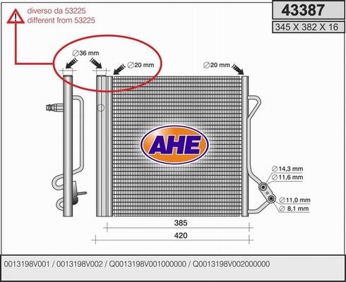 AHE 43387 - Конденсатор, кондиціонер autocars.com.ua