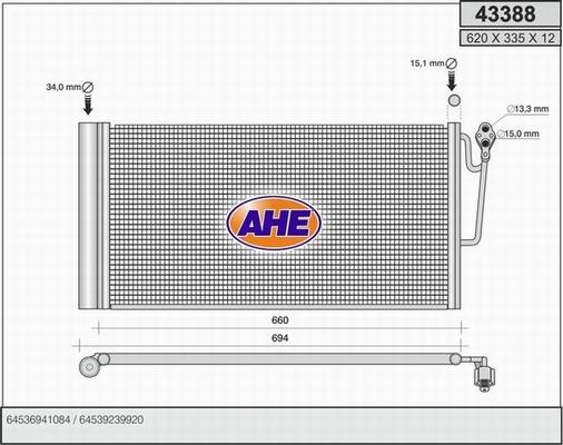 AHE 43388 - Конденсатор, кондиціонер autocars.com.ua