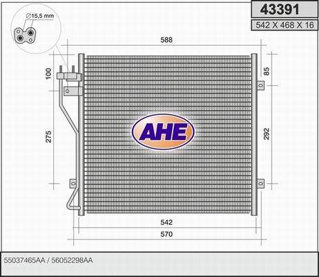 AHE 43391 - Конденсатор, кондиціонер autocars.com.ua