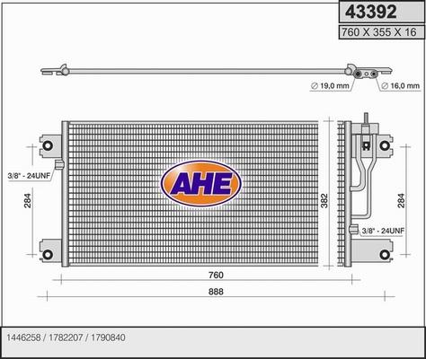 AHE 43392 - Конденсатор, кондиціонер autocars.com.ua