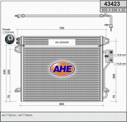 AHE 43423 - Конденсатор, кондиціонер autocars.com.ua