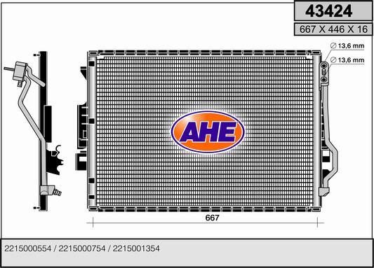 AHE 43424 - Конденсатор, кондиціонер autocars.com.ua