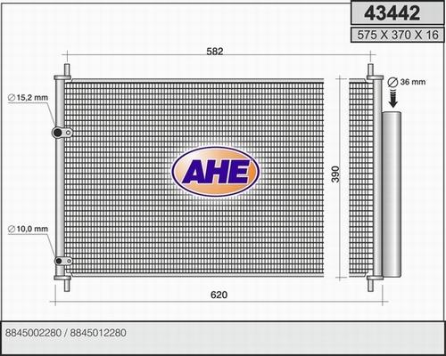 AHE 43442 - Конденсатор, кондиціонер autocars.com.ua