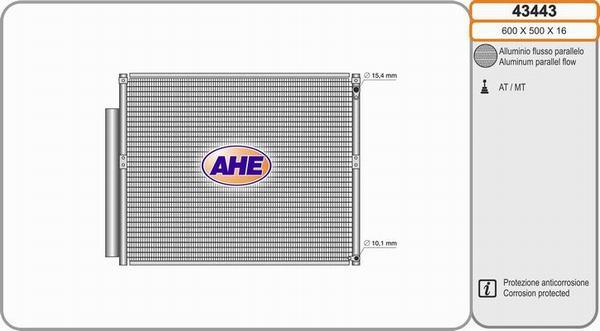 AHE 43443 - Конденсатор, кондиціонер autocars.com.ua