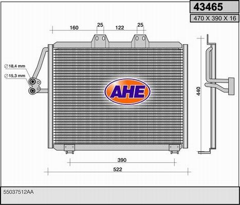 AHE 43465 - Конденсатор, кондиціонер autocars.com.ua