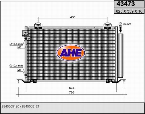 AHE 43473 - Конденсатор, кондиціонер autocars.com.ua