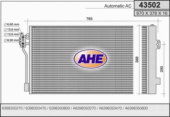 AHE 43502 - Конденсатор кондиционера autodnr.net