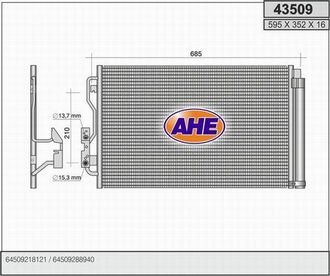 AHE 43509 - Конденсатор, кондиціонер autocars.com.ua