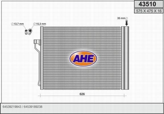 AHE 43510 - Конденсатор, кондиціонер autocars.com.ua