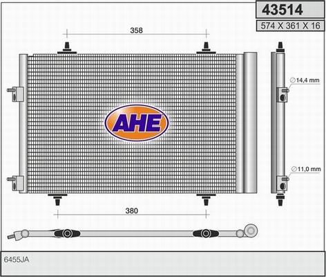 AHE 43514 - Конденсатор, кондиціонер autocars.com.ua