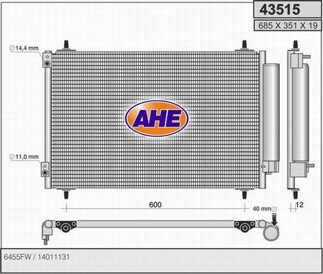 AHE 43515 - Конденсатор, кондиціонер autocars.com.ua