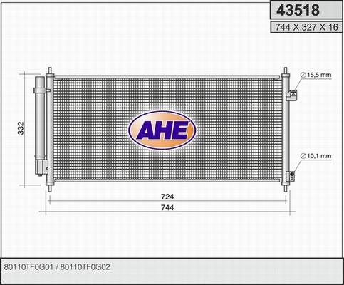 AHE 43518 - Конденсатор, кондиціонер autocars.com.ua