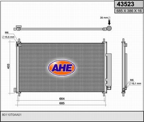 AHE 43523 - Конденсатор, кондиціонер autocars.com.ua