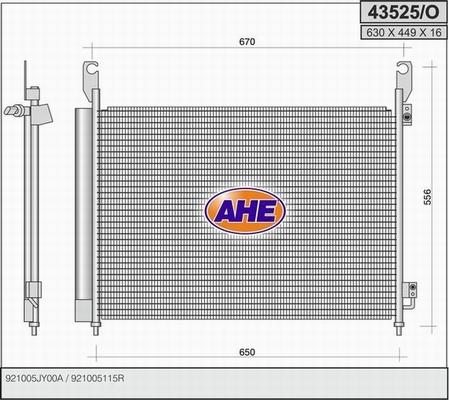 AHE 43525/O - Конденсатор, кондиціонер autocars.com.ua