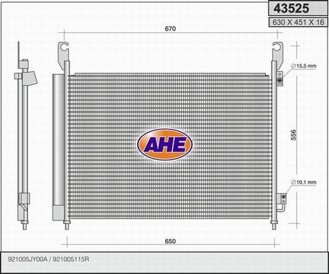 AHE 43525 - Конденсатор, кондиціонер autocars.com.ua