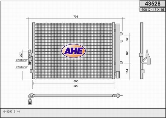 AHE 43528 - Конденсатор, кондиціонер autocars.com.ua