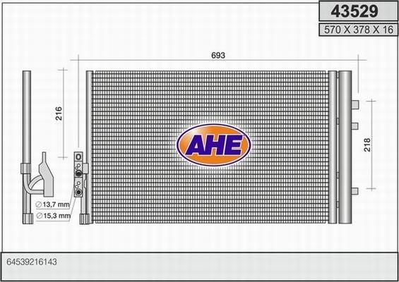 AHE 43529 - Конденсатор, кондиціонер autocars.com.ua