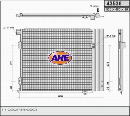 AHE 43536 - Конденсатор, кондиціонер autocars.com.ua