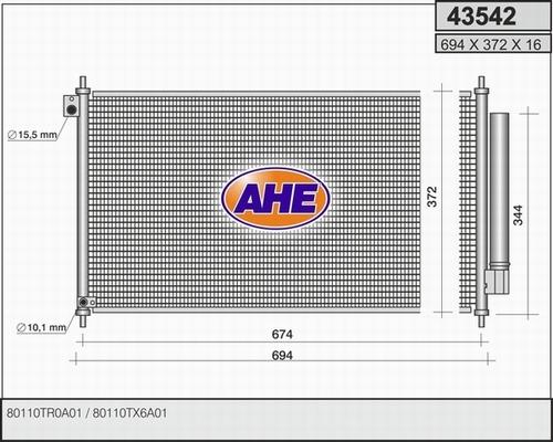 AHE 43542 - Конденсатор, кондиціонер autocars.com.ua